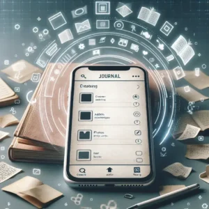 "Screenshot of a digital journal app interface, showcasing features for creating and organizing digital journals, featured in the article 'Aplikasi untuk Membuat Jurnal Digital: Panduan Lengkap & Rekomendasi Terbaik'."